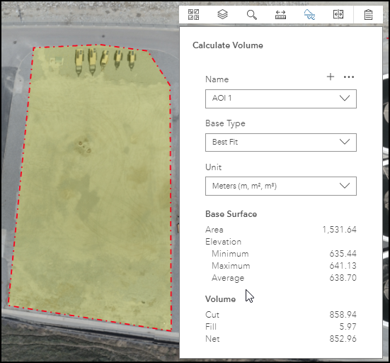 Calculate Volume map tool